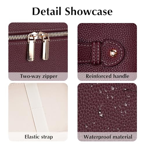 Makeup Case for Women, Leather Makeup Bag Cosmetic Case with Removable Divider, Large Capacity Waterproof Portable Travel Toiletry Make up Organizer Case
