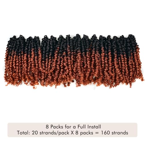 Toyotress Bob Spring Twist Hair - 6 Inch, 8 Packs, Ombre Ginger Pre-Twisted Crochet Extensions - OT350 Variation
