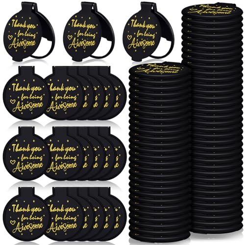 Huwena 100 Pcs Inspirational Gifts for Women Compact Mirror Bulk, Thank You Being Awesome, Positive Affirmation Gifts for Friends, Guest, Christmas, Birthday, Office, Team Building