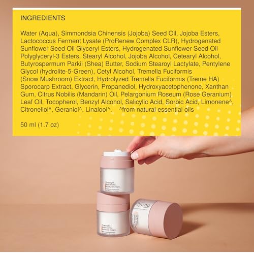 The Jojoba Company Overnight Multi-Biotic Moisture Cream with Snow Mushroom & ProRenew Complex ? Hydrating Night Cream for Dry, Sensitive Skin ? Nourishing, Lightweight