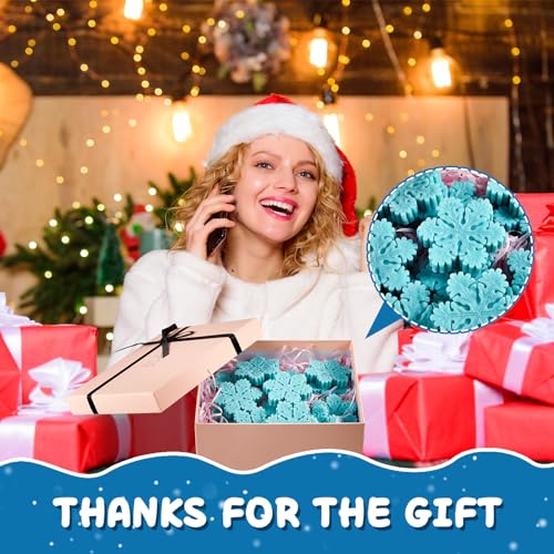 Maxcheck Snowflakes Christmas Handmade Soap Gift Set - 50 pcs Holiday Guest Soaps with Box & Stocking Stuffers