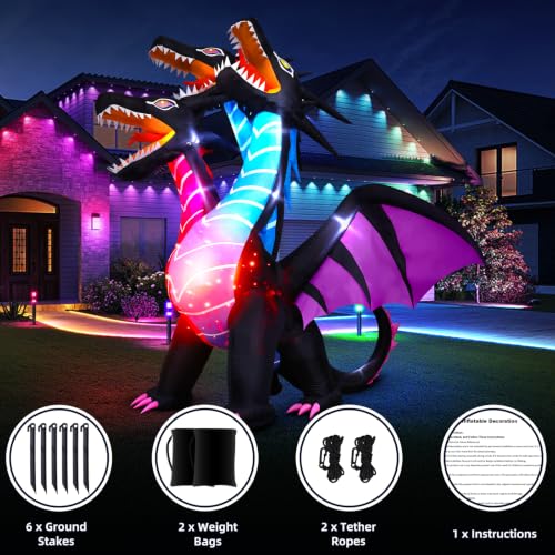 8 FT Tall Halloween Inflatable Dragon Outdoor Decoration with LEDs