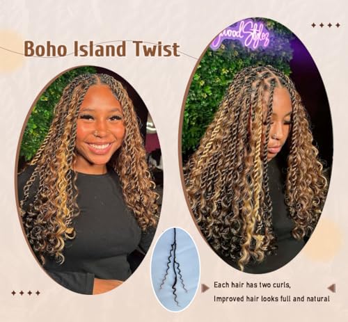 18 Inch T1B/27 Boho Island Twist Crochet Hair - Pack of 8 for Black Women