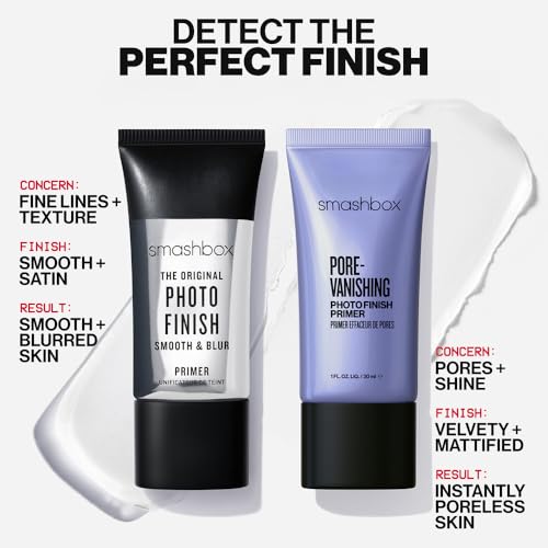 Smashbox Original Photo Finish Smooth & Blur Primer + Pore Vanishing Primer Travel Set | Includes Photo Finish Primer to Smooth & Blur Skin, 0.34 Fl Oz + Vanishing Primer to Minimize Pores, 0.34 Fl Oz