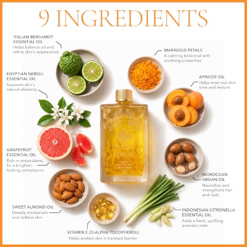 Citrusé Body Oil - Vitamin C & E Organic Citrus Scented Skin, Hair & Nails Oil
