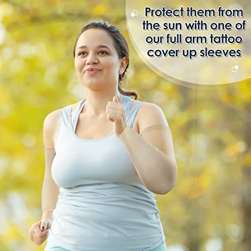 8 Pieces Plus Size Full Arm Sleeves UV Sun Tattoo Arm Sleeve Cooling Arm Compression Covers Tattoo Cover Up for Women Men