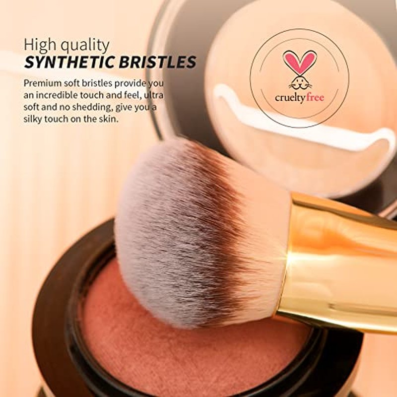 DUcare Gold Foundation, Concealer & Blusher Brush Set - Soft Synthetic Bristles - Angled Flat, Concealer, Blusher - Face Makeup Brush Set