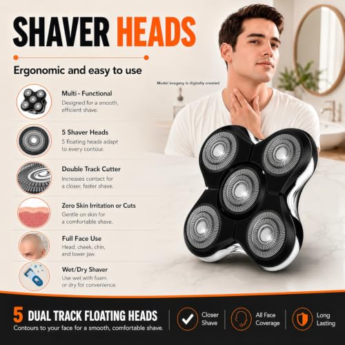 Black Foil Replacement Heads for Remington Balder Pro XR7000 Shaver - 2 Pack