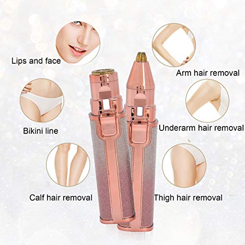 Eyebrow & Facial Hair Removal for Women, 2 in 1 Rechargeable Nose Hair & Eyebrow Trimmer, Portable Shaver with LED Light, Painless Facial Hair Trimmer for Eyebrows Lips Chin Body Peach Fuzz