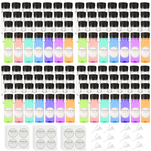 2oz Clear Plastic Bottles with Lids — 100 Pack, Leak-Proof Vials for Beverages