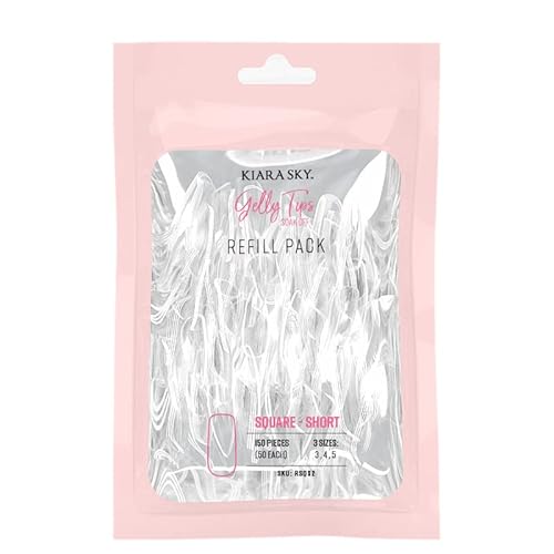 Kiara Sky Gelly Tip Soak Off Nails Refill Packs - Square Short (Sizes 3, 4, 5)