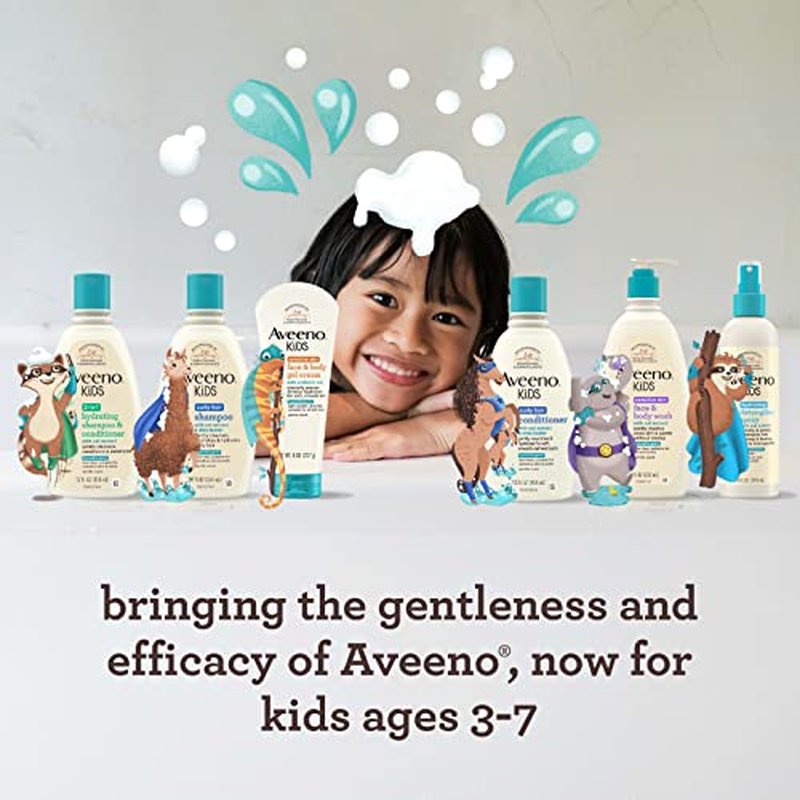 Aveeno Kids 2-in-1 Shampoo and Conditioner, Hydrating Shampoo and Conditioner for Soft, Smooth and Easily Manageable Hair, Oat Extract Formula, Gentle Scent, Hypoallergenic, 12 fl. oz, 3 Pack