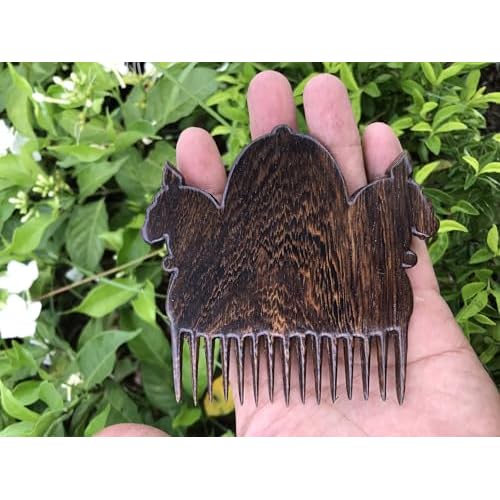 Handicraftviet Hand-Carved Wooden Comb, Wooden Viking Comb for Men's Hair, Beard, and Mustache, Great Gift - Natural Wood