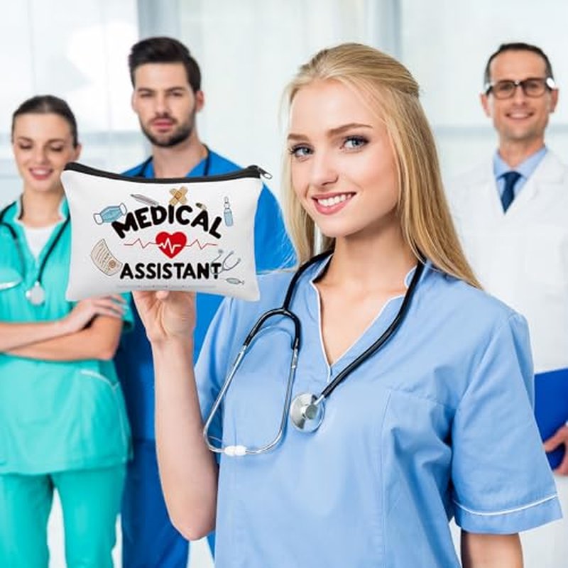 10 Pcs MA Week Gifts Bulk Medical Assistant Appreciate Gift Bulk MA Week Makeup Bag Medical Assistant Party Favors for Nurse Doctor Nurses Day Christmas Thanksgiving Present