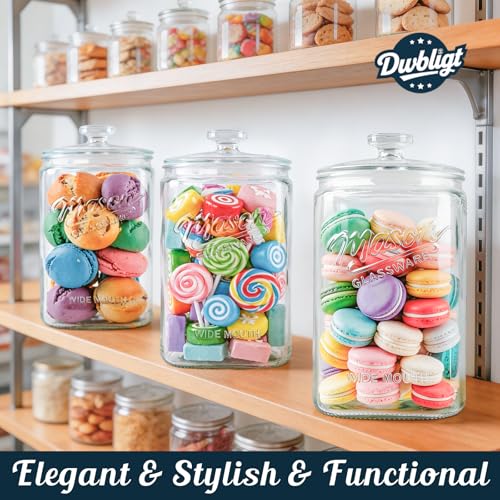 1.5 Gallon Airtight Glass Cookie Jars with Lids - 2 Pack, Mason Style, Food Storage