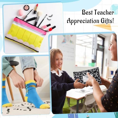 Teacher Appreciation Gifts Set - Teacher Variation with Makeup Bags, Notepads, Pens & Socks