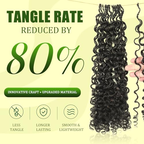 Pre-Looped Burmese Curly Crochet Hair 18 Inch - 8 Packs 120 Strands 1B#