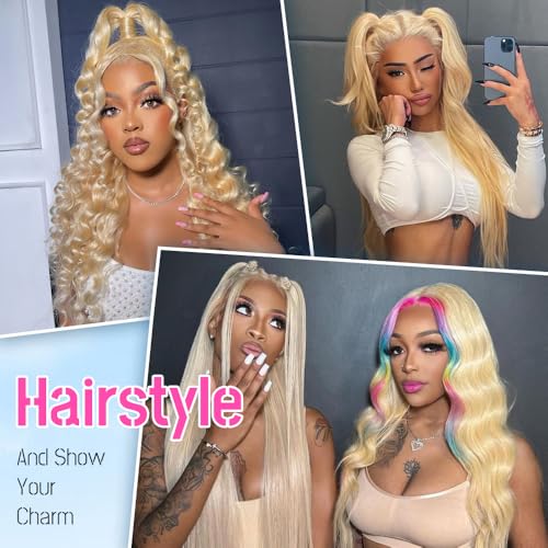 28 Inch Blonde Human Hair Lace Front Wig 13x6 HD Body Wave for Women