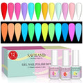 Glow In The Dark Gel Nail Polish Set - 12 Neon Colors, Long-Lasting & UV Reactive