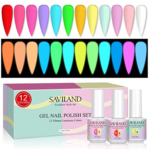Glow In The Dark Gel Nail Polish Set - 12 Neon Colors, Long-Lasting & UV Reactive