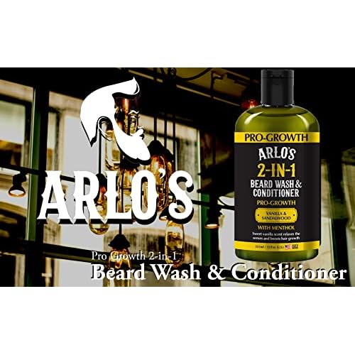 Arlo's Pro-Growth 2-in-1 Beard Wash and Conditioner - Vanilla Sandalwood with Menthol 12 oz
