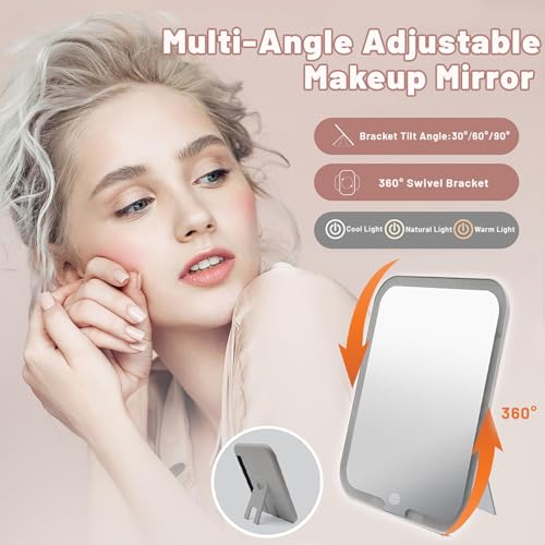 Travel Makeup Bag with LED Mirror ? 3 Brightness Modes, Portable Lighted Makeup Case with Adjustable Dividers, Cosmetic Organizer Gift for Women (Pink)
