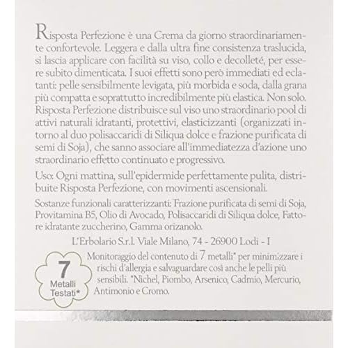 L'Erbolario Risposta Perfection Lifting Effect Face Cream ? Face Moisturizer and Firming Day Cream ? Facial Moisturizer for Skin Elasticity - 1.6 oz