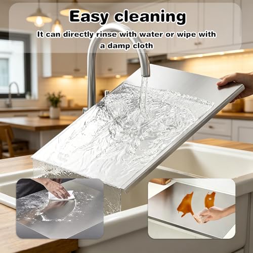 Extra Large Stainless Steel Cutting Board 35.4x19.7 inches with Lip - Heavy Duty, Non-Slip, Dishwasher Safe