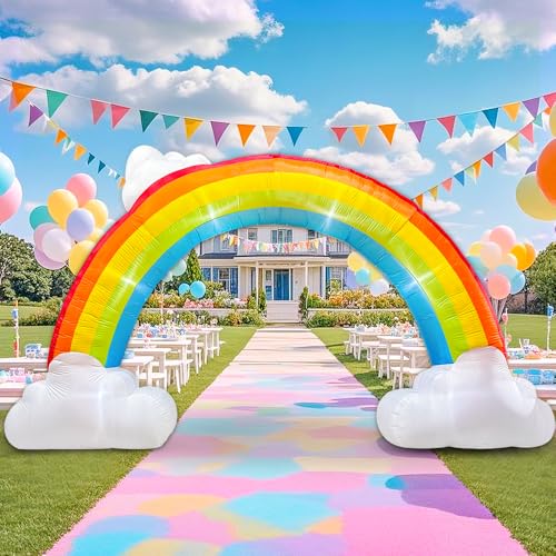 14FT Inflatable Rainbow Arch with LED Lights - Pride Yard Decorations, Outdoor Party & Garden Decor | Rainbow Inflatable Music Archway - Variation of Rainbow Arch