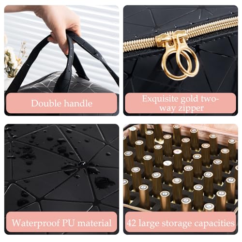 Uross Large Nail Polish Organizer Bag Holds 54 Bottles, Black, 11x9.5x9.5 Inch