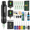 RHEIN Wireless Rotary Tattoo Pen Kit for Beginners - Complete Starter Set with 2 Power Supplies & Needles