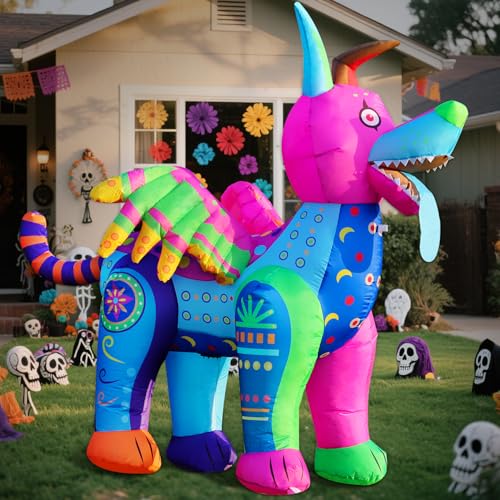 Halloween Inflatable Alebrije Dog Decoration with LEDs - Día de los Muertos Yard & Garden Decor - Variation of Alebrije Dog