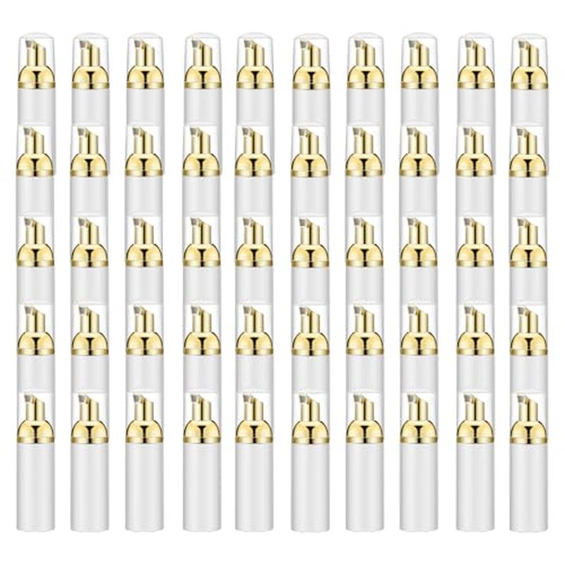 2 Oz Empty Foam Pump Bottle (50 PCS) Travel Foaming Soap Dispenser for Hand Soap, Lash Shampoo Cleanser (White&Gold Pump&Clear Cap)