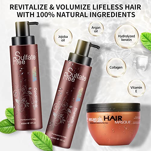 Nuspa Moroccan Argan Oil Hair Care Set - Sulfate-Free for Damaged & Frizzy Hair