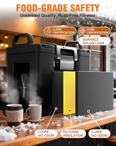 Black 2.5 Gallon Insulated Beverage Dispenser Thermal Drink Server