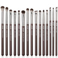 G-Shimmer Brown Jessup Eyeshadow Brush 15pcs Eye Makeup Set with Blending & Detail Brushes