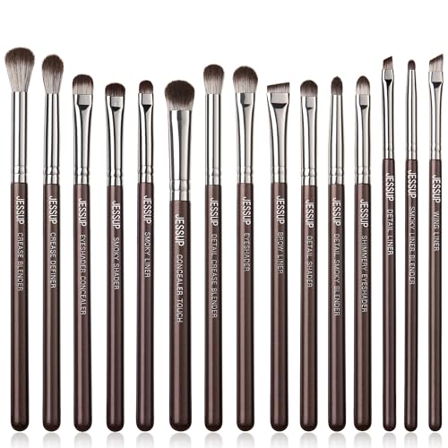 G-Shimmer Brown Jessup Eyeshadow Brush 15pcs Eye Makeup Set with Blending & Detail Brushes