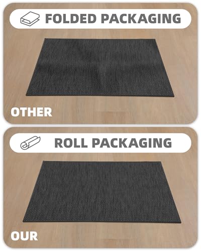 Grey Non Slip Kitchen Rug 23x82 Inches - Durable and Washable Mat with Rubber Backing - Color&Geometry Variation of Dark Tone-Grey/23"X82"