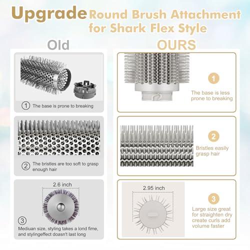 Large Round Volumizing Hair Brush Attachment for Shark FlexStyle HD400, 2.95in