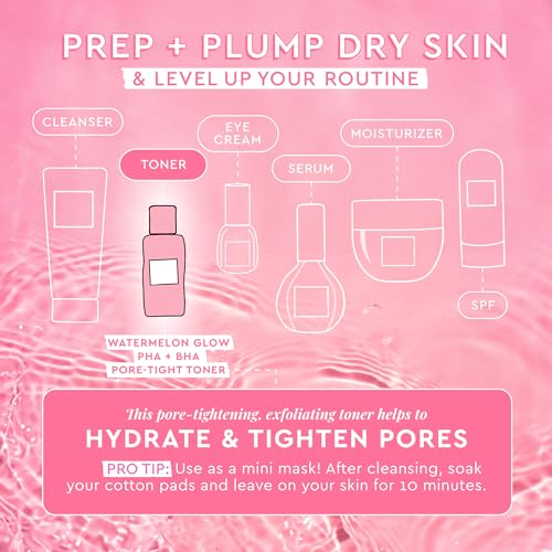 Glow Recipe Glow Reciple Mini Watermelon Glow PHA + BHA Facial Toner & Pore Minimizer with Hyaluronic Acid (40 ml) + Plum Plump Hyaluronic Acid Moisturizer Face Cream for Dry Skin (50 ml)