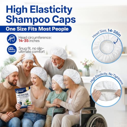 Tolnetr 20 Pack No-Water Rinse Shampoo Caps Microwavable for Bedridden Patients