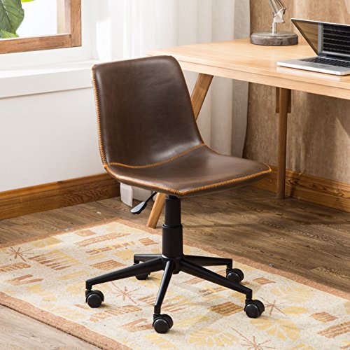 Roundhill Furniture Cesena Faux Leather Swivel Office Chair - Brown