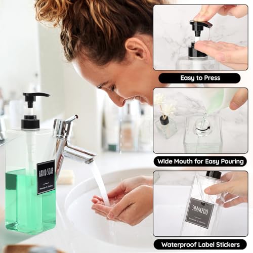 Clear 3-Pack 33.8oz Refillable Shampoo, Conditioner & Body Wash Dispensers
