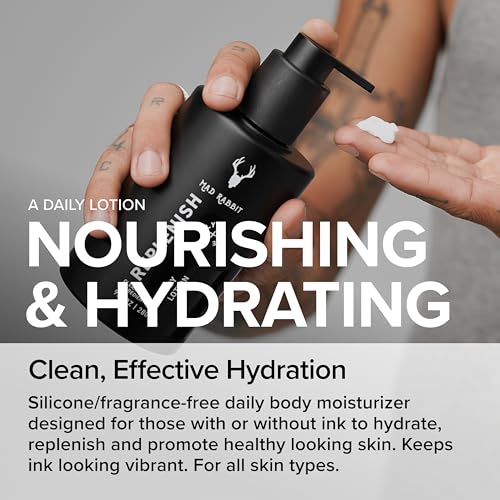 Mad Rabbit Replenish Tattoo Body Lotion 9.5 oz Fragrance-Free - Hydrating Skin Moisturizer for Tattoos & Dry Skin - Pack of 1