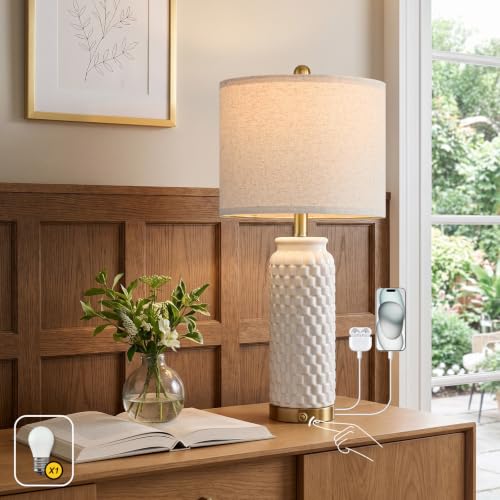 25-Inch Touch Table Lamp for Nightstand White Ceramic - 3-Way Dimmable - Variation of THIS listing