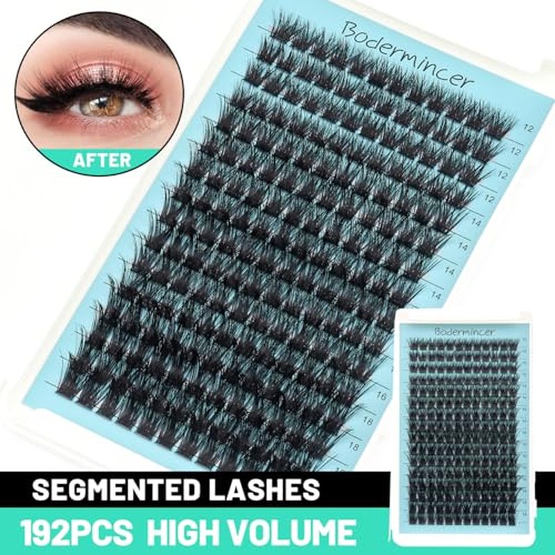 Bodermincer D Curl 16 Rows Large Pack 192 Cluster Eyelashes 8-10-12-14mm Mixed/10-12-14-16mm Mixed/12-14-16-18mm Mixed Length (12-14-16-18mm Mixed)
