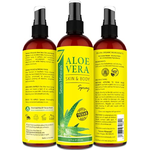 Seven Minerals Aloe Vera Spray & Travel Size Aloe Vera Gel - Organic Skin Care