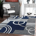Modern Navy 5x7 Area Rug - Soft Hand Carved Fluffy Carpet for Living & Bedroom