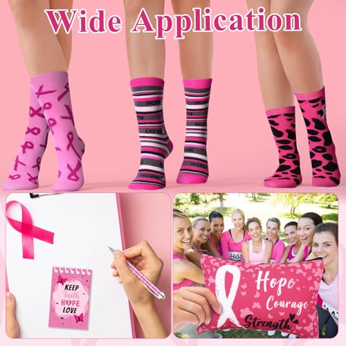 Breast Cancer Awareness Gift Set with Makeup Bags Socks Notepad Keychain - Pink Ribbon Theme - Variation of THIS listing
