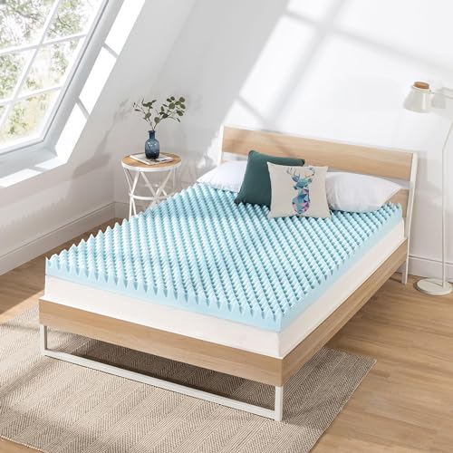 Best Price Mattress 4 Inch Egg Crate Gel Memory Foam Mattress Topper Queen Light Blue